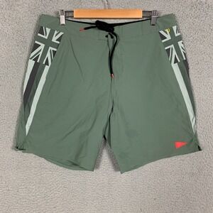 Florence Marine X Pro Hawaii Boardshorts Men's 36 Green 7.5" Swim Cordura Airtex